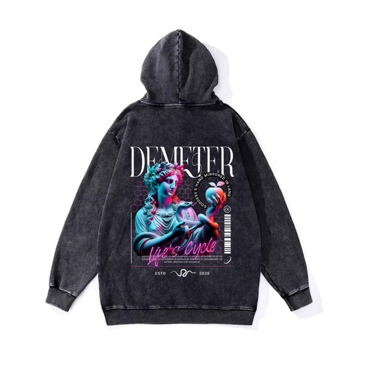 ESC BUTİK Yıkamalı Demeter Vintage Kapüşonlu Sweatshirt