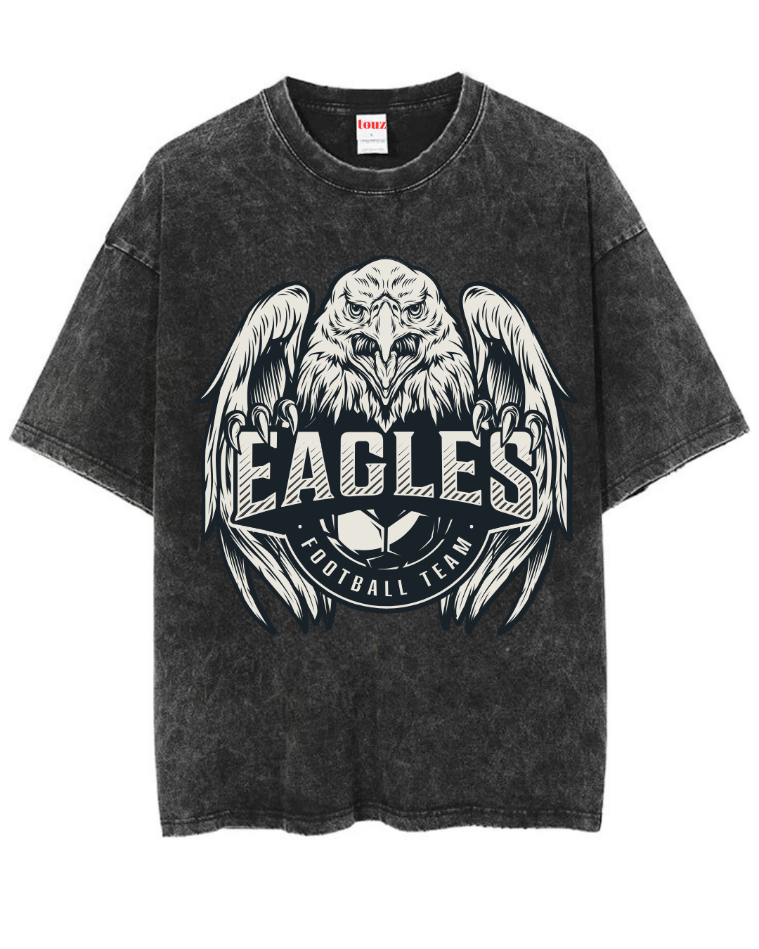 ESC BUTİK Yıkamalı Eagles Baskılı Unisex Oversize Vintage T-shirt