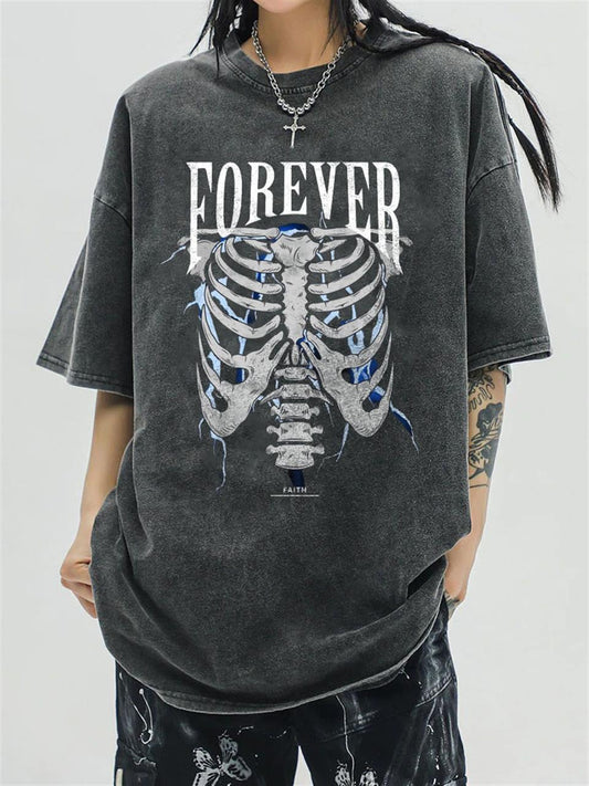 ESC BUTİK Yıkamalı Forever Rib Unisex Eskitme T-shirt