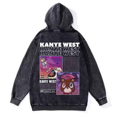 ESC BUTİK Yıkamalı Kanye West Vintage Kapüşonlu Sweatshirt