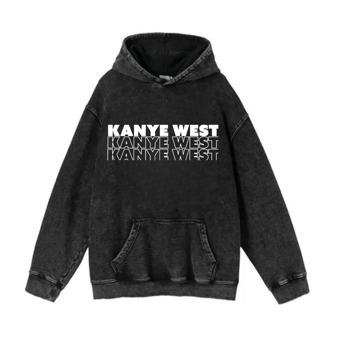 ESC BUTİK Yıkamalı Kanye West Vintage Kapüşonlu Sweatshirt