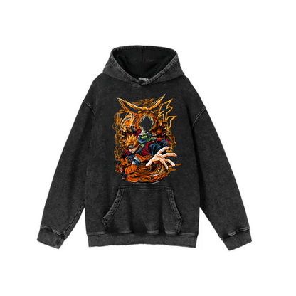 ESC BUTİK Yıkamalı Kumaş Anime Naruto Kapüşonlu Hoodie Sweatshirt