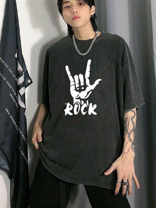 ESC BUTİK Yıkamalı Rock Unisex Eskitme T-shirt