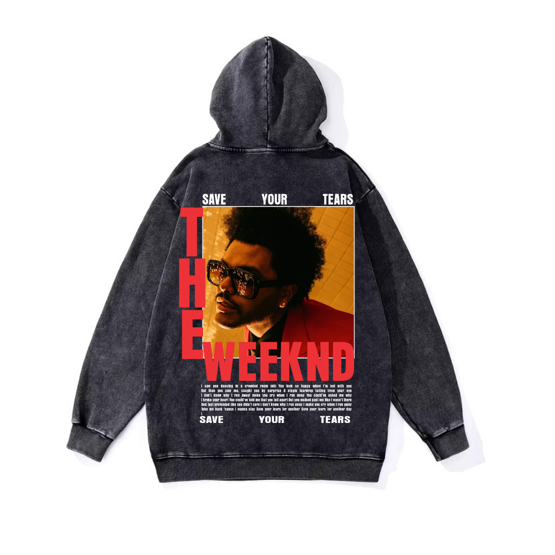 ESC BUTİK Yıkamalı The Weeknd Vintage Kapüşonlu Sweatshirt