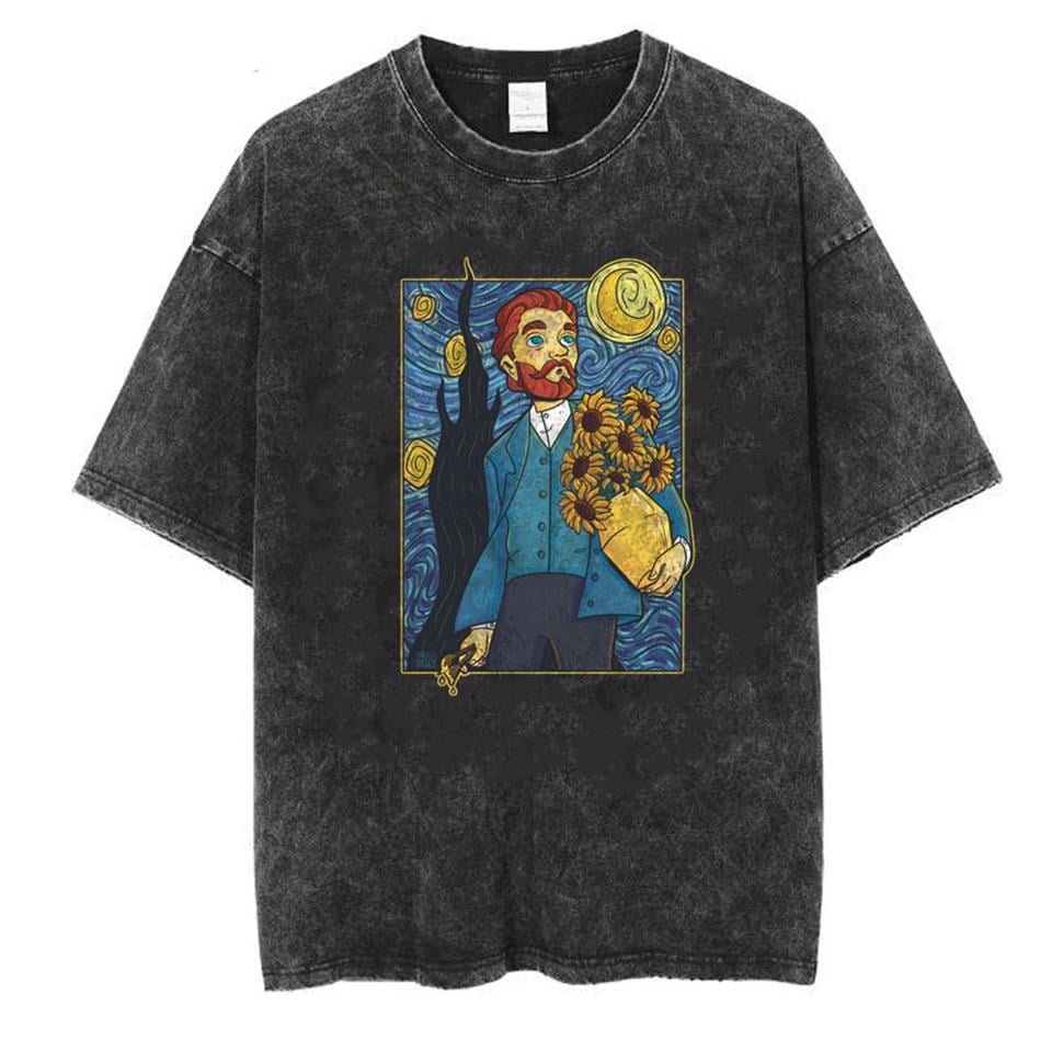 ESC BUTİK Yıkamalı Van Gogh Eskitme T-shirt