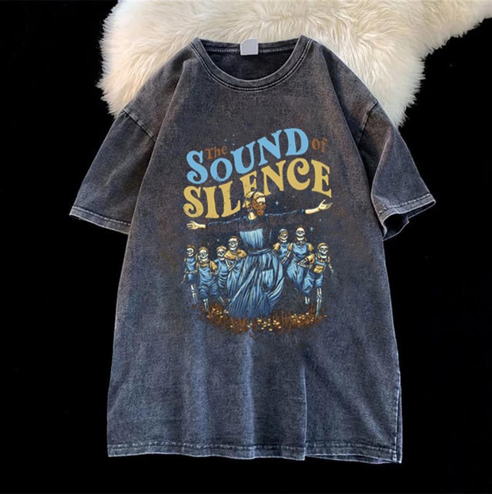 ESC BUTİK Yıkamalı The Sound Of Silence Unisex Eskitme T-shirt