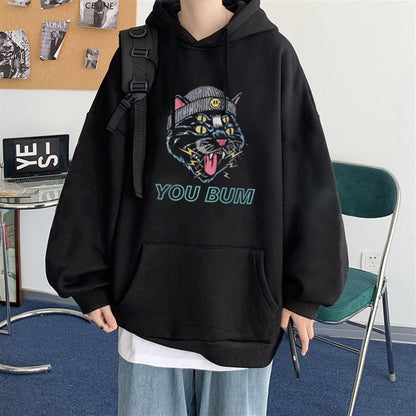 ESC BUTİK You Bum Cat Baskılı Siyah Unisex Oversize Kapüşonlu Sweatshirt