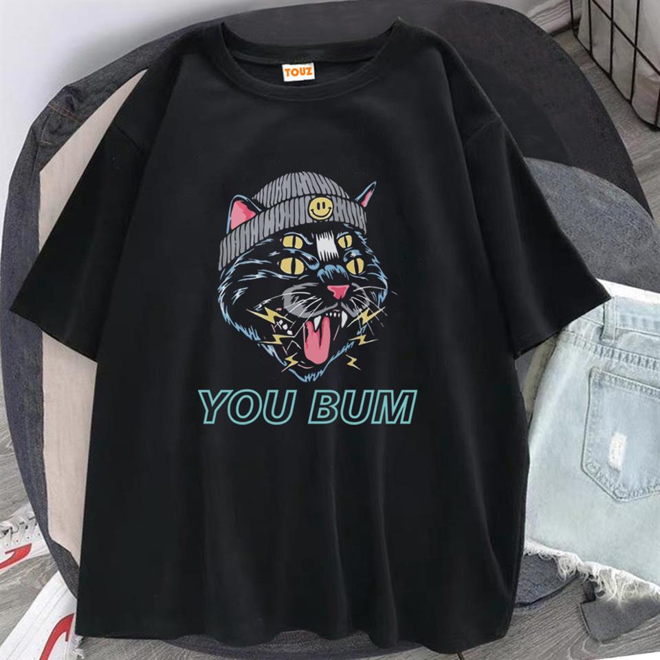 ESC BUTİK You Bum Cat Baskılı Siyah Unisex Oversize T-shirt