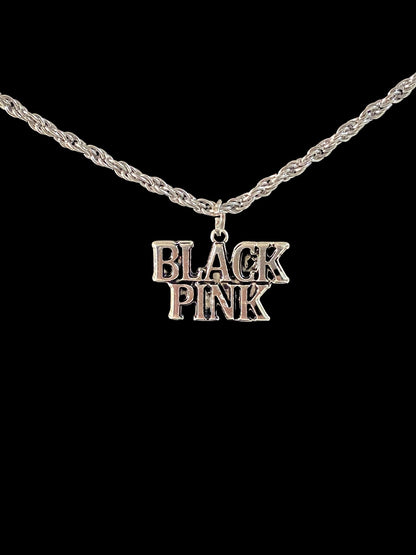 Antik Gümüş Kaplama Unisex Black Pink Fan Frendiens Zincirli Kolye