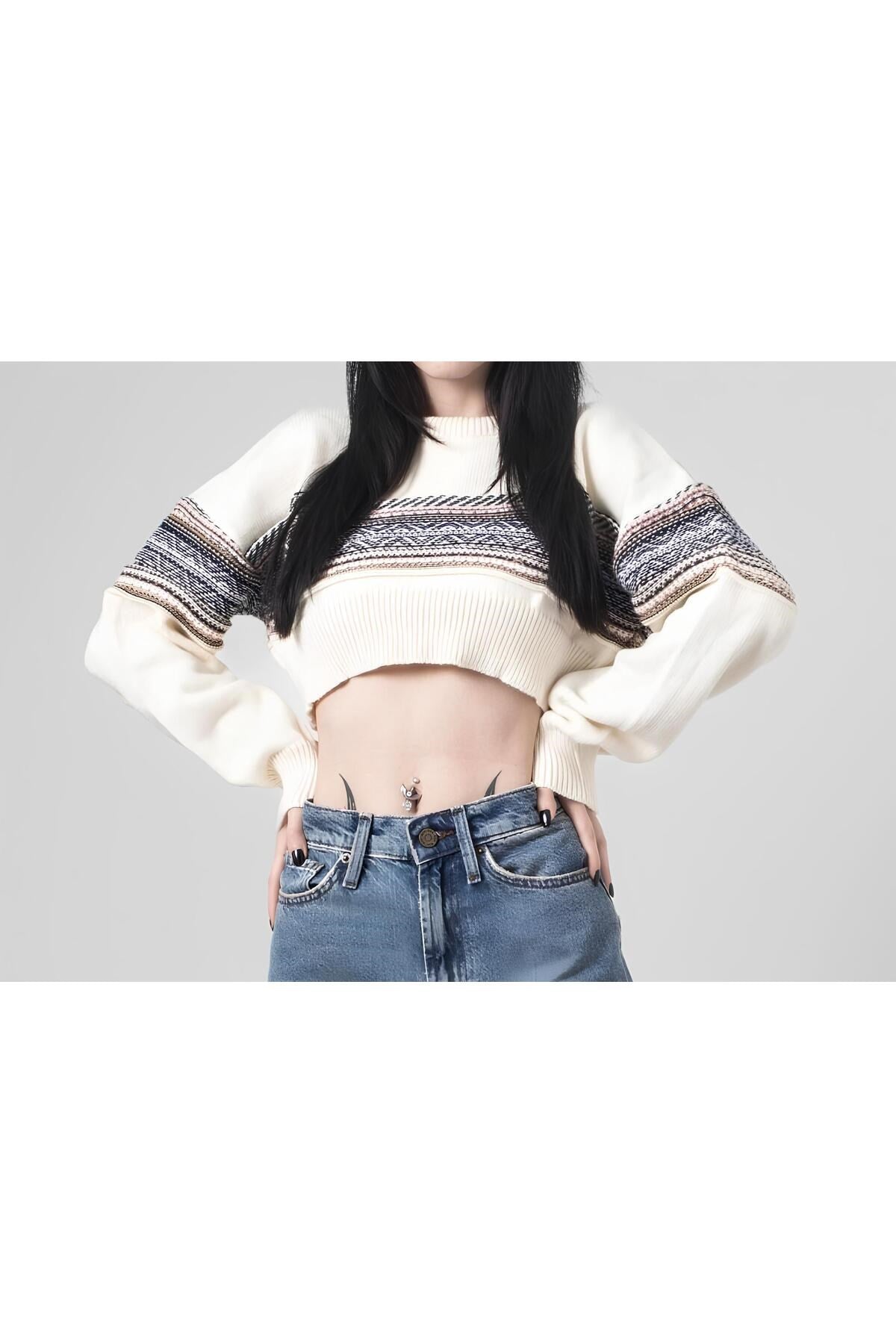 Harajuku OUTDOOR Girl Vintage Triko Crop Kazak