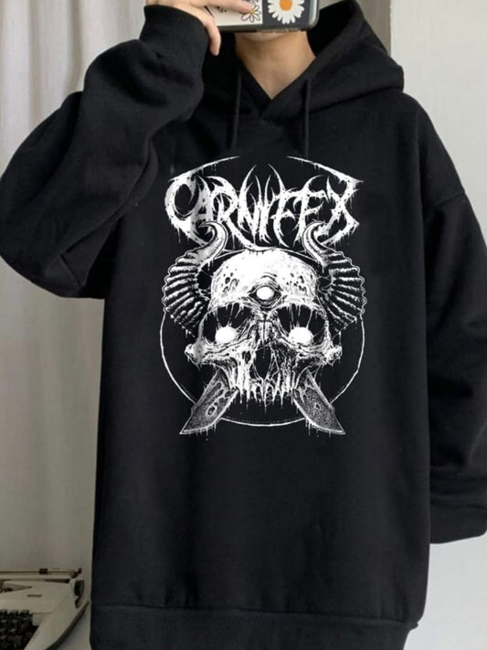 Anime Devil Demon Hoodie Outdoor Gotik Siyah Kapşonlu Sweatshirt  Daily