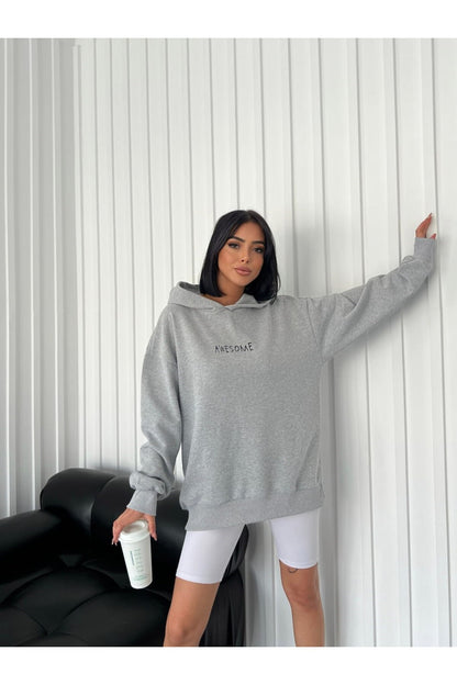 Awesome Baskılı Oversize Model  Sweatshirt DLY