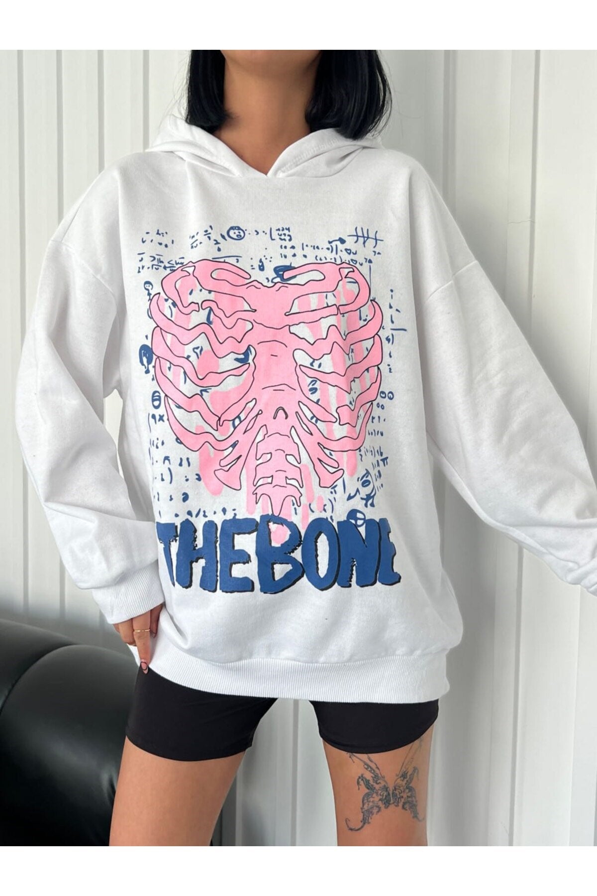 The Bone Baskılı Oversize Model (3 iplik) Sweatshirt DLY