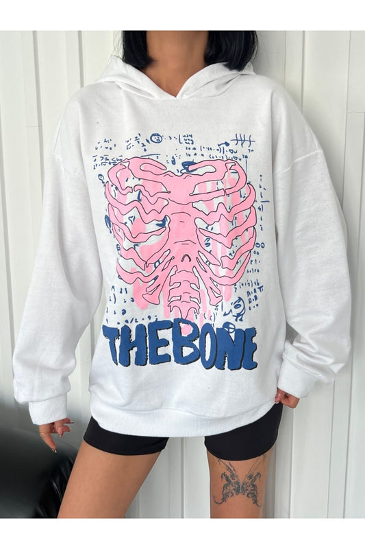 The Bone Baskılı Oversize Model (3 iplik) Sweatshirt DLY