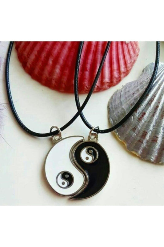 Yeni Ikili Ying Yang Best Friends Bff Metal Suni Deri Ipli Kolye