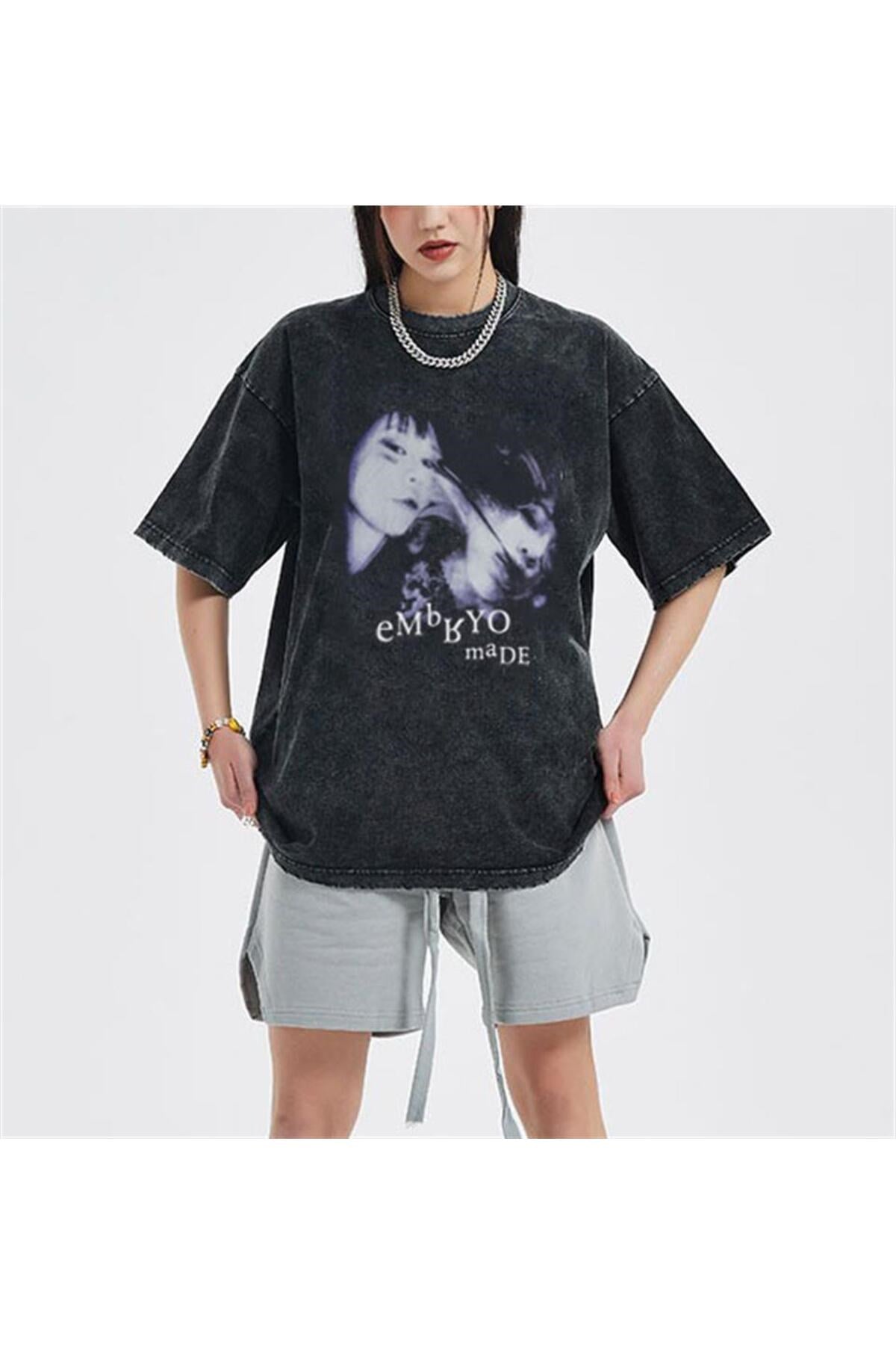 Yıkamalı Embryo Made Oversize Eskitme T-shirt