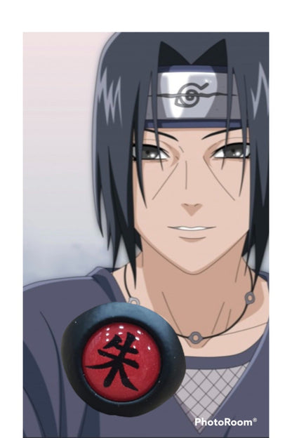 Anime Naruto Akatsuki Itachi Mat Siyah Kaplamalı Kırmızı Ayarlayabilir Yüzük