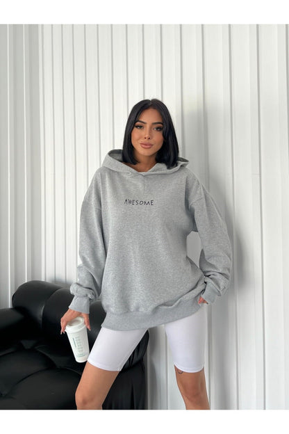 Awesome Baskılı Oversize Model  Sweatshirt DLY