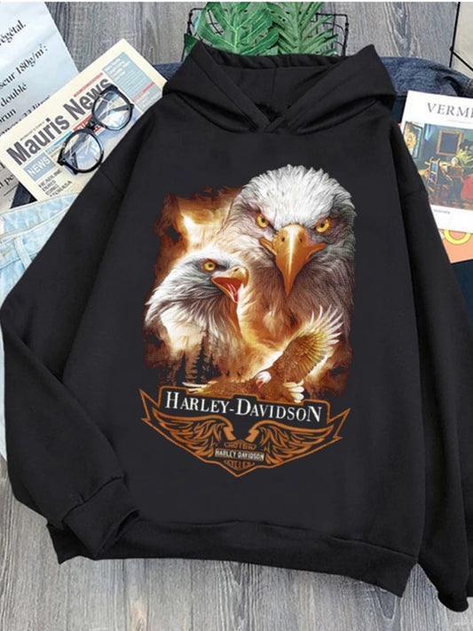 Harley Davidson  Hoodie Outdoor Gotik Siyah Kapşonlu Sweatshirt  Daily