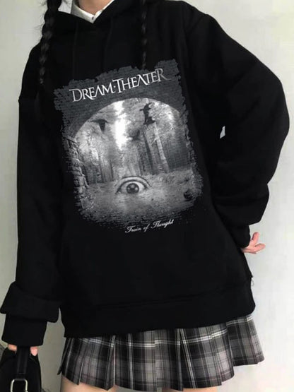 Anime Dream The Ater Hoodie Outdoor Gotik Siyah Kapşonlu Sweatshirt